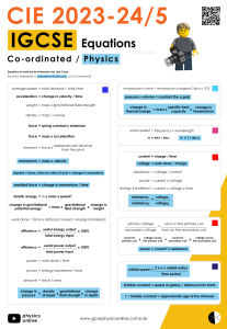 CIE IGCSE Physics & Co-ordinated Science Equations (2023-24)