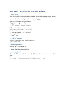 Grade 3 Math Worksheet: Number Sense & Numeration