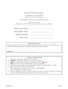 ECO101 Microeconomics Exam - University of Toronto