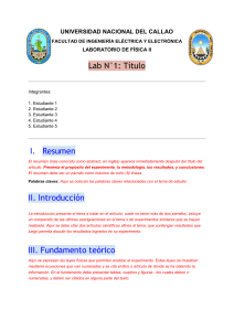 Plantilla Informe Laboratorio F&iacute;sica II - Universidad Nacional del Callao