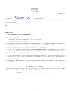 Math 251 Exam III: Multivariable Calculus - Spring 2024