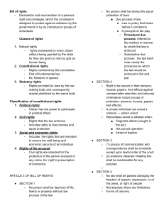 Bill of Rights Outline: Rights and Protections
