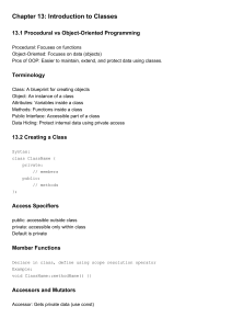 Introduction to Classes: Object-Oriented Programming Concepts