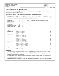 Load Combinations for Strength Design - ASCE/IBC