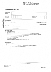 Cambridge IGCSE Chemistry Paper 4 (Extended) - Oct/Nov 2021