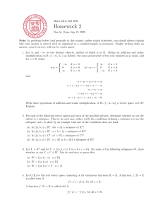 Math 4310 Homework 2: Vector Spaces and Subspaces