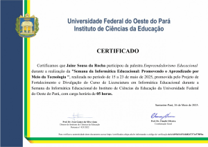 Certificado de Participa&ccedil;&atilde;o: Empreendedorismo Educacional