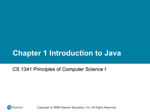 Intro to Java: CS 1341 Principles of Computer Science I