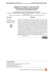Frequency Stability Analysis Using Time Domain Simulation: Timor System Case Study