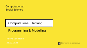 Computational Thinking: Programming & Modelling Presentation