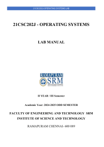 21CSC202J Operating Systems Lab Manual - SRM Institute (2024-2025)