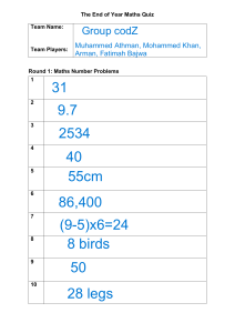 End of Year Maths Quiz Answers - Group codZ Round 1
