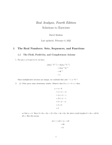 Real Analysis, Fourth Edition: Solutions to Exercises by David Malison