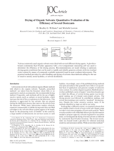 Drying Organic Solvents: Quantitative Desiccant Efficiency Evaluation