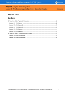 Pearson Edexcel GCSE Physics: EM Spectrum Answers (Lesson 31)