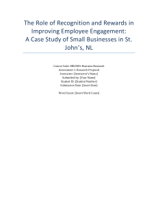Employee Engagement: Recognition & Rewards in Small Businesses, St. John's NL