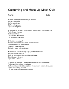Costuming & Make-Up Mask Quiz: Theater Arts Assessment
