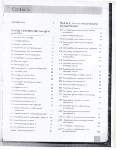 Ecology & Human Population Textbook Contents