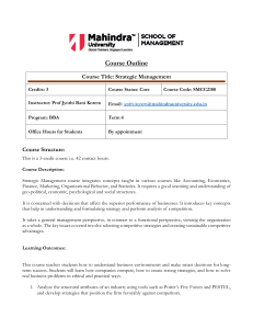 Strategic Management Course Outline - Mahindra University BBA