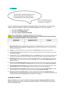 Presentation Skills: Openers, Closings & Visuals
