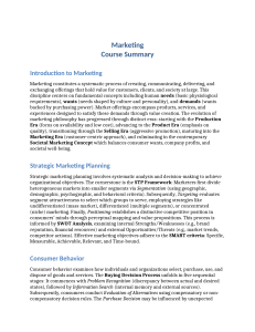 Marketing Course Summary: Concepts, Strategies, Consumer Behavior & Mix
