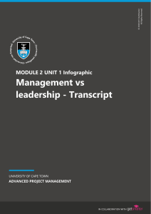 Management vs Leadership: An Infographic Transcript for Project Management