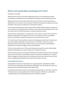 Sustainable Investing: Future Trends, ESG Factors & Career Prospects