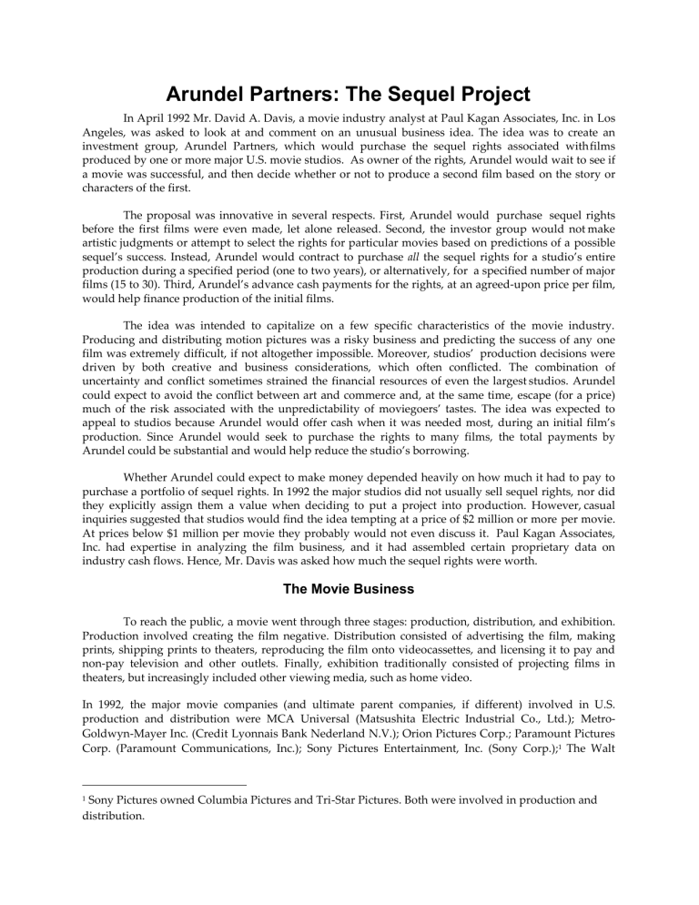 Arundel Partners: The Sequel Project - Movie Industry Investment Case