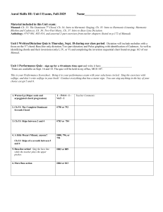 Aural Skills III Unit I Exam Scoresheet