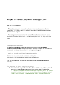 Perfect Competition & Supply Curve: Price-Taking Firms