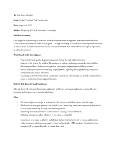 Hospital Readmission Reduction Plan: Task Force Memo
