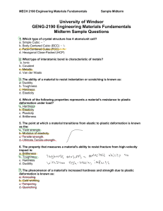 Engineering Materials Midterm Sample Questions
