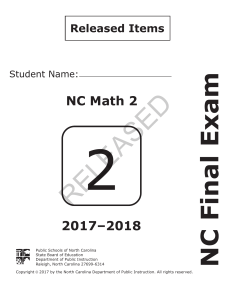 NC Math 2 Released Items Exam 2017-2018