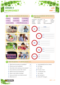 Grade 6 Life Skills Worksheet: Daily Routines