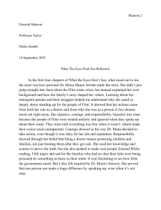 What the Eyes Don't See Reflection Essay