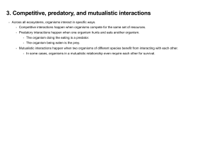 Ecosystem Interactions: Competition, Predation, Mutualism