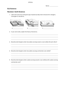 Earth Science Revision Worksheet: Plate Tectonics & Boundaries