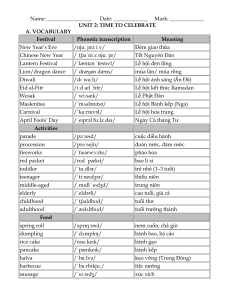 English Grammar & Vocabulary: Time to Celebrate (Unit 2 Study Guide)