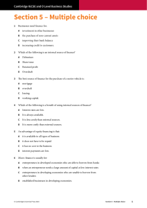 Cambridge IGCSE & O Level Business Studies Multiple Choice Questions