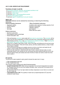 Soil Water Plant Relationship, Soil Fertility & Fertilizers - Lecture Notes