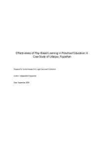 Play-Based Learning Effectiveness in Preschool: Udaipur Case Study