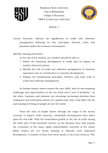 Credit and Collection Management Module 1 | Bukidnon State University