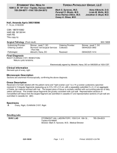 Right Ovarian Cyst Resection Pathology Report