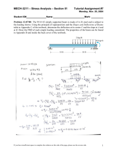 MECH-3211 Stress Analysis Tutorial #7: Beam Deflection & Superposition