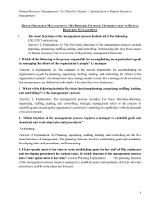 Human Resource Management (Dessler) Chapter 1: Introduction to HRM