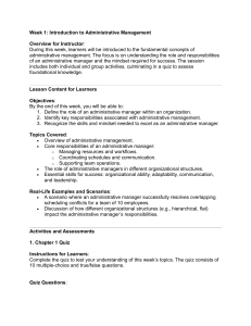 Administrative Management: Week 1 Introduction