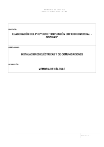 Memoria de C&aacute;lculo Instalaciones El&eacute;ctricas