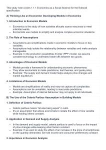 Edexcel 1.1.1 Economics: Models, Ceteris Paribus & Scientific Method