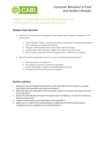 Consumer Behaviour in Food: Contemporary Issues & Transformations
