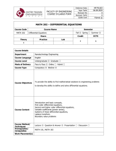 MATH 202 Differential Equations Course Syllabus Rev.00